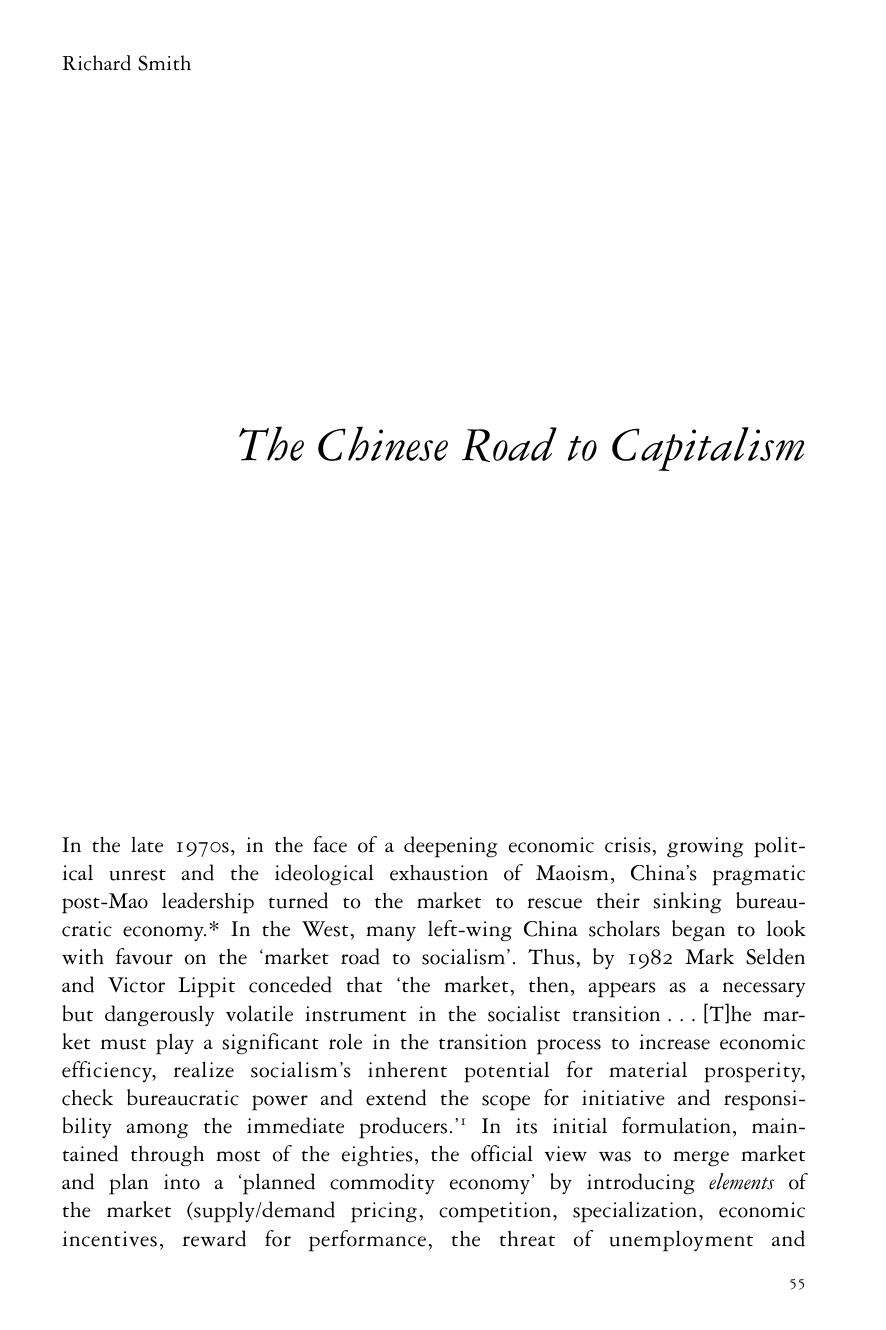 The Chinese Road to Capitalism by Richard Smith