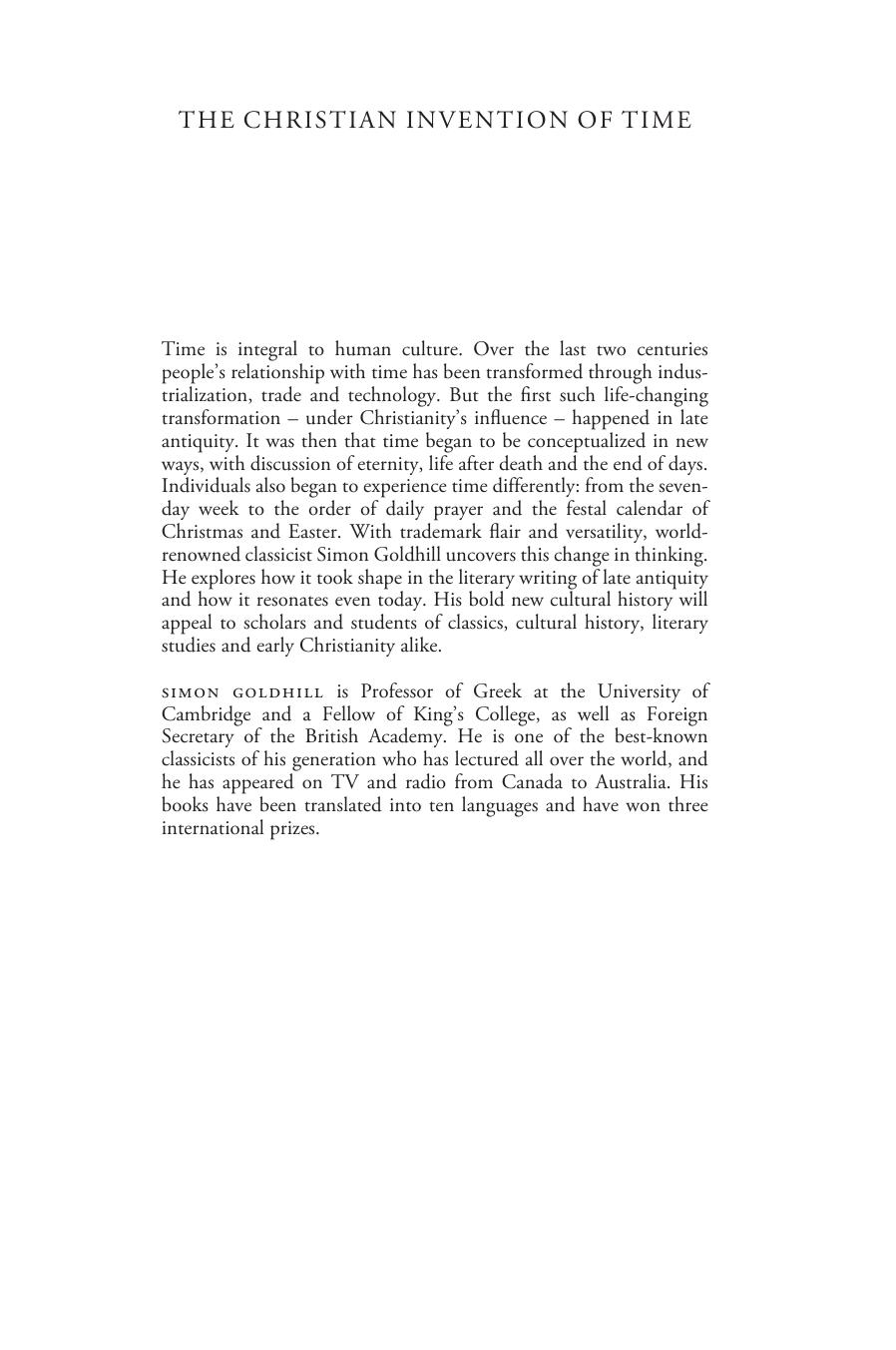 The Christian Invention of Time: Temporality and the Literature of Late Antiquity by Simon Goldhill