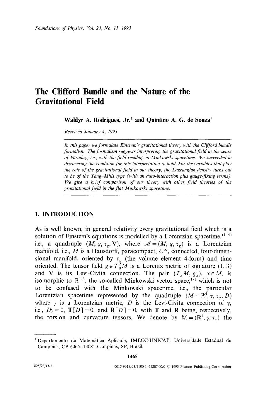 The Clifford bundle and the nature of the gravitational field by Unknown