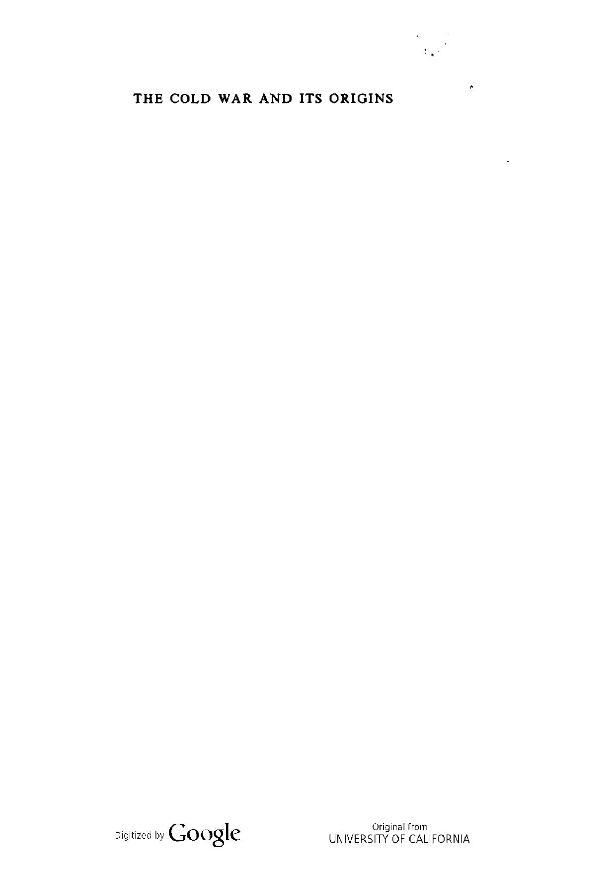 The Cold War and Its Origins, 1950-1960 vol. 2 by Unknown