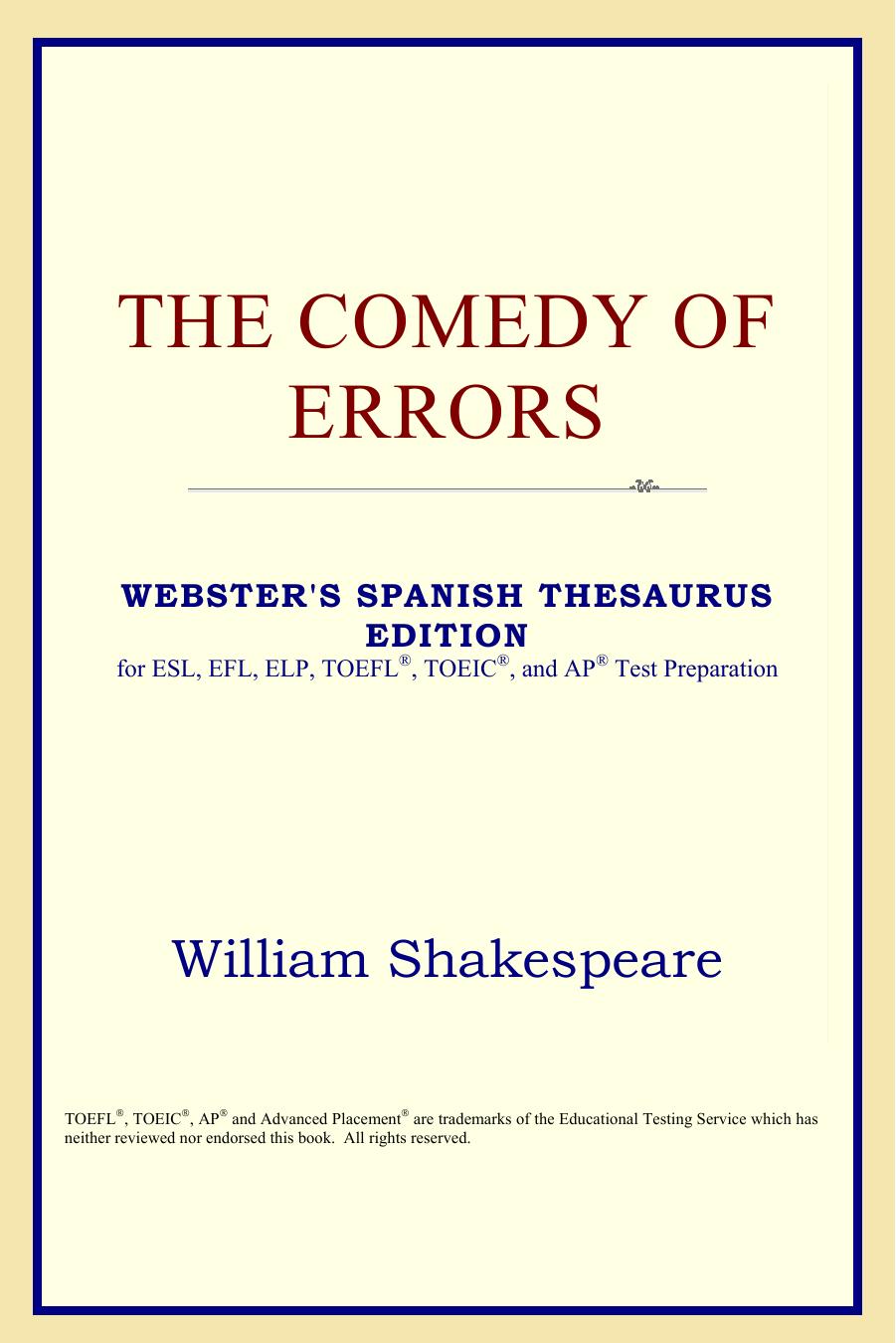 The Comedy of Errors (Webster's Spanish Thesaurus Edition) by William Shakespeare