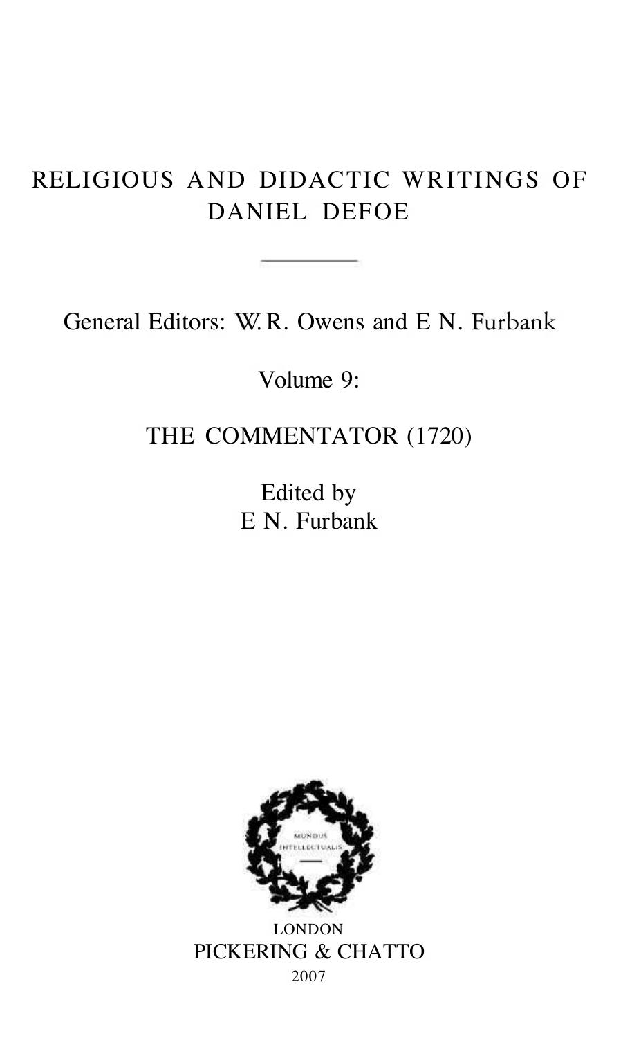 The Commentator (1720) by Daniel Defoe