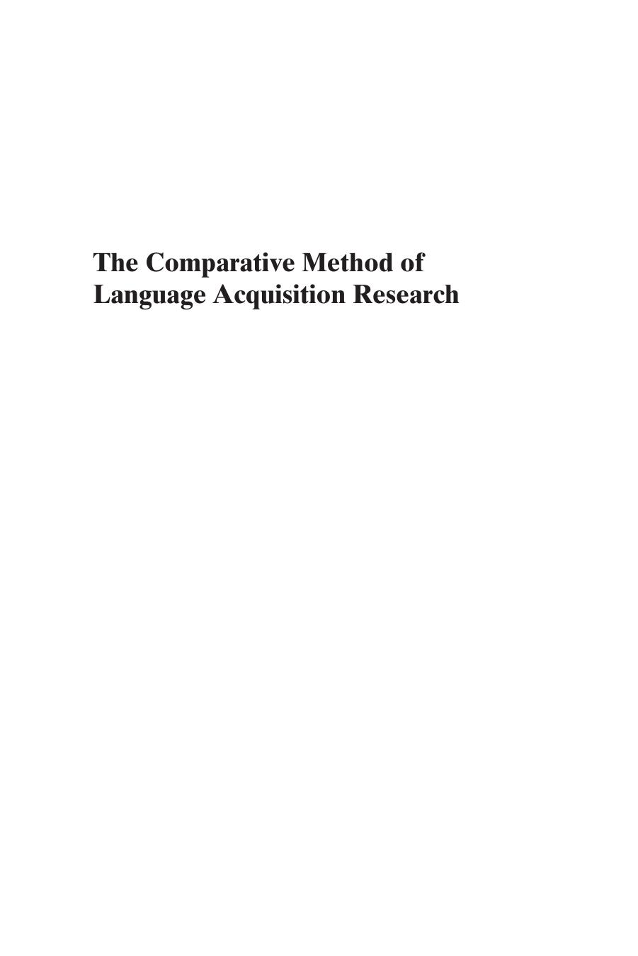 The Comparative Method of Language Acquisition Research by Clifton Pye