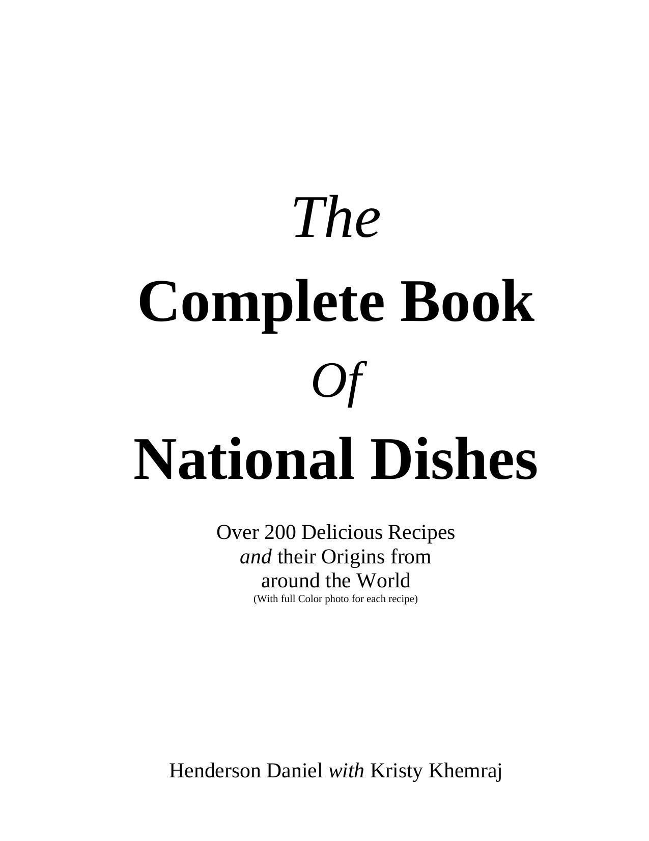 The Complete Book Of National Dishes by Unknow