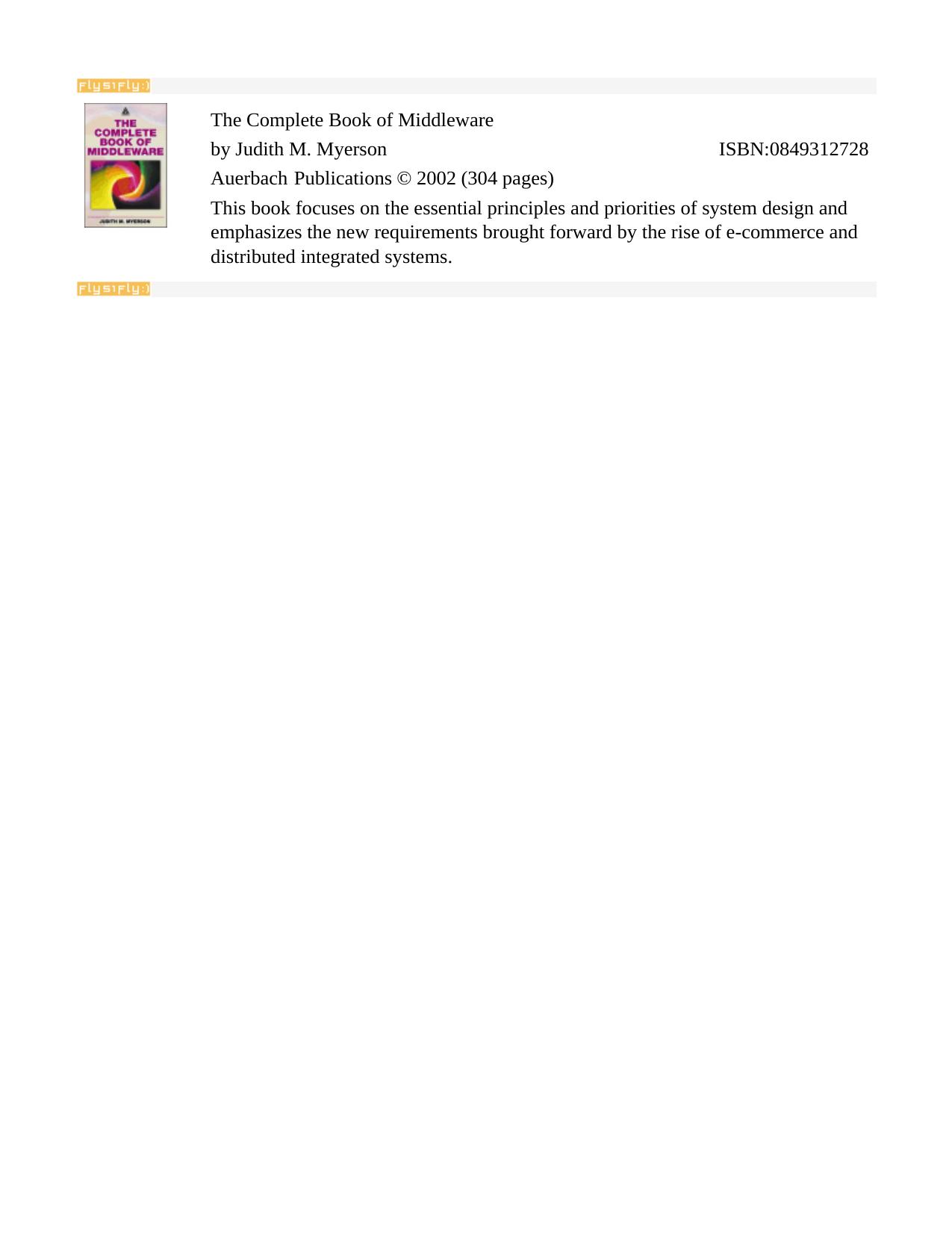 The Complete Book of Middleware by Judith M. Myerson