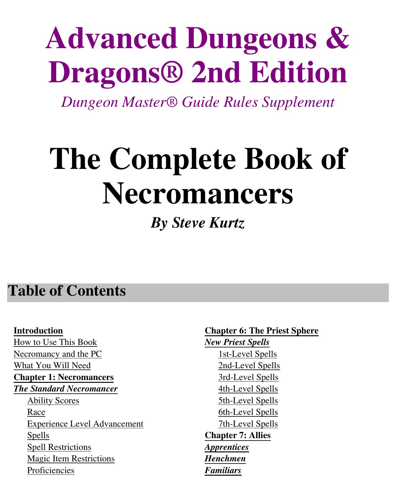 The Complete Book of Necromancers by Unknown