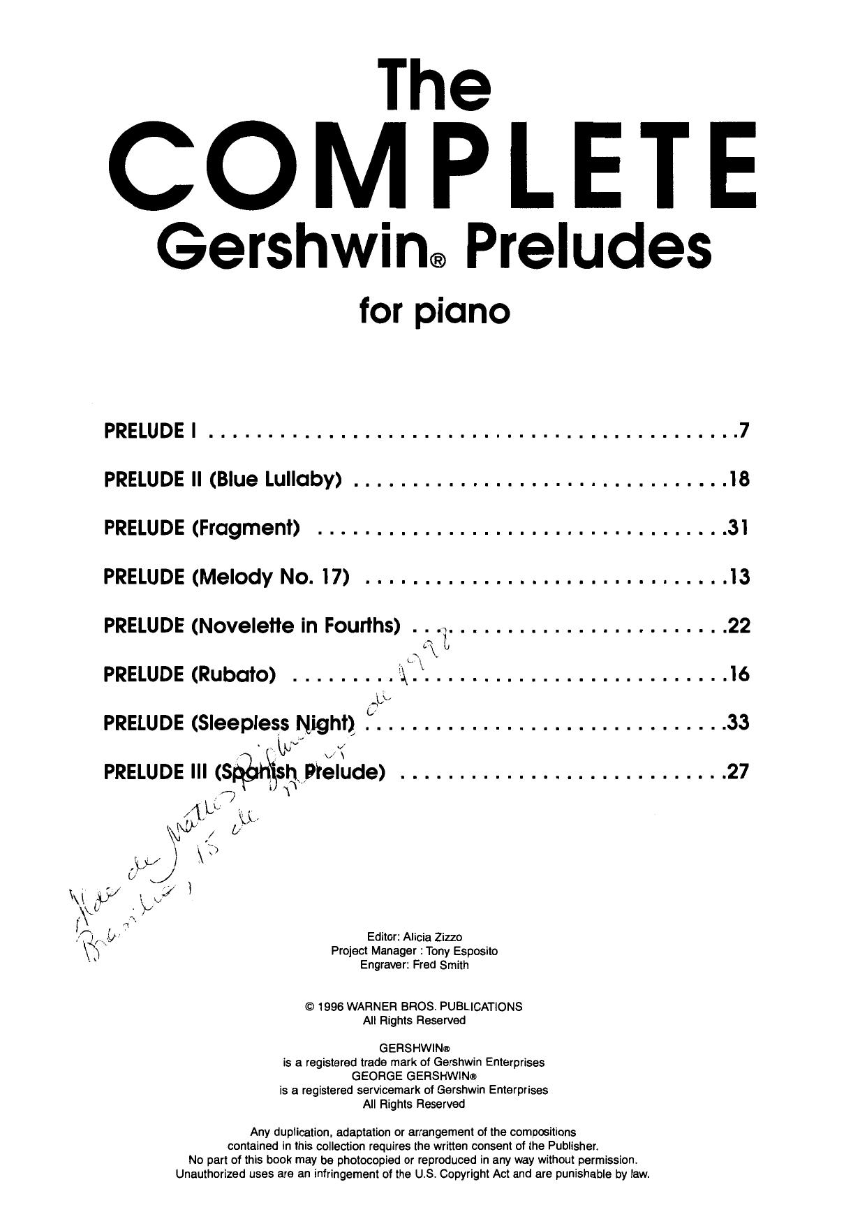 The Complete Gershwin Preludes For Piano by Gershwin George