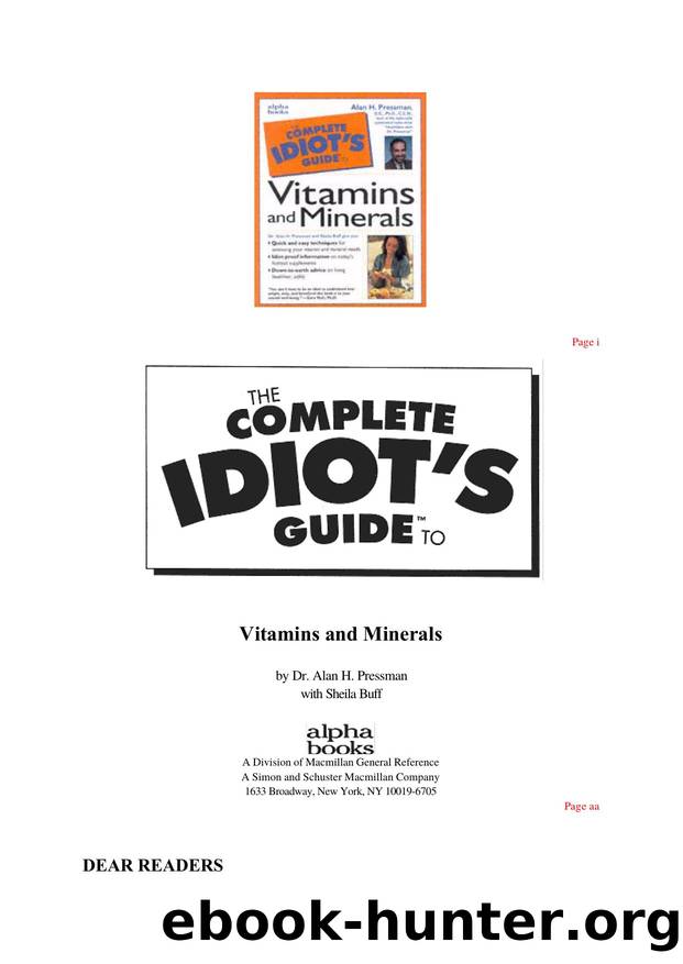 The Complete Idiot's Guide To Vitamins And Minerals 2nd Ed by Malestrom