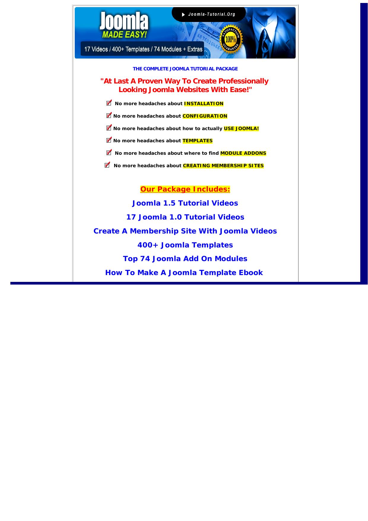 The Complete Joomla Tutorial Package. by Best of Kuszter's Collection