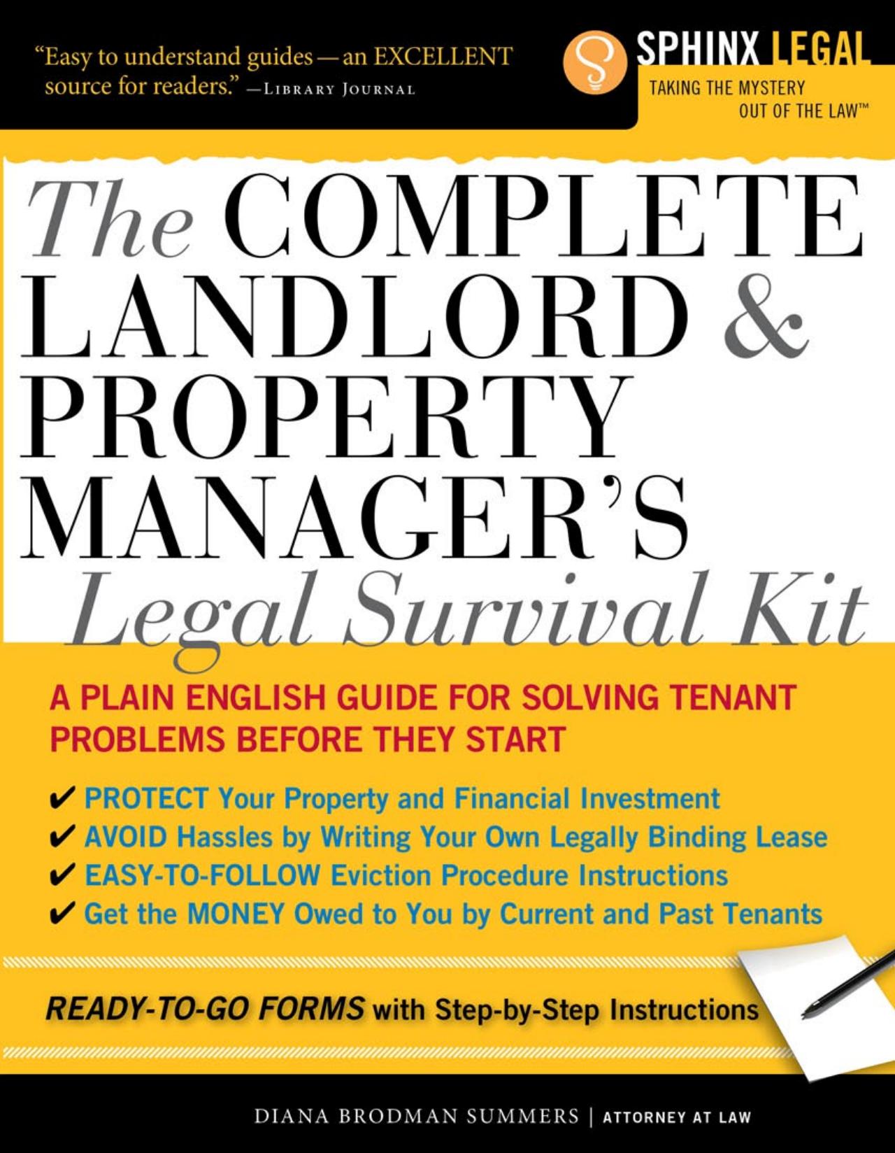 The Complete Landlord and Property Manager's Legal Survival Kit (Sphinx Legal) by Diana Summers