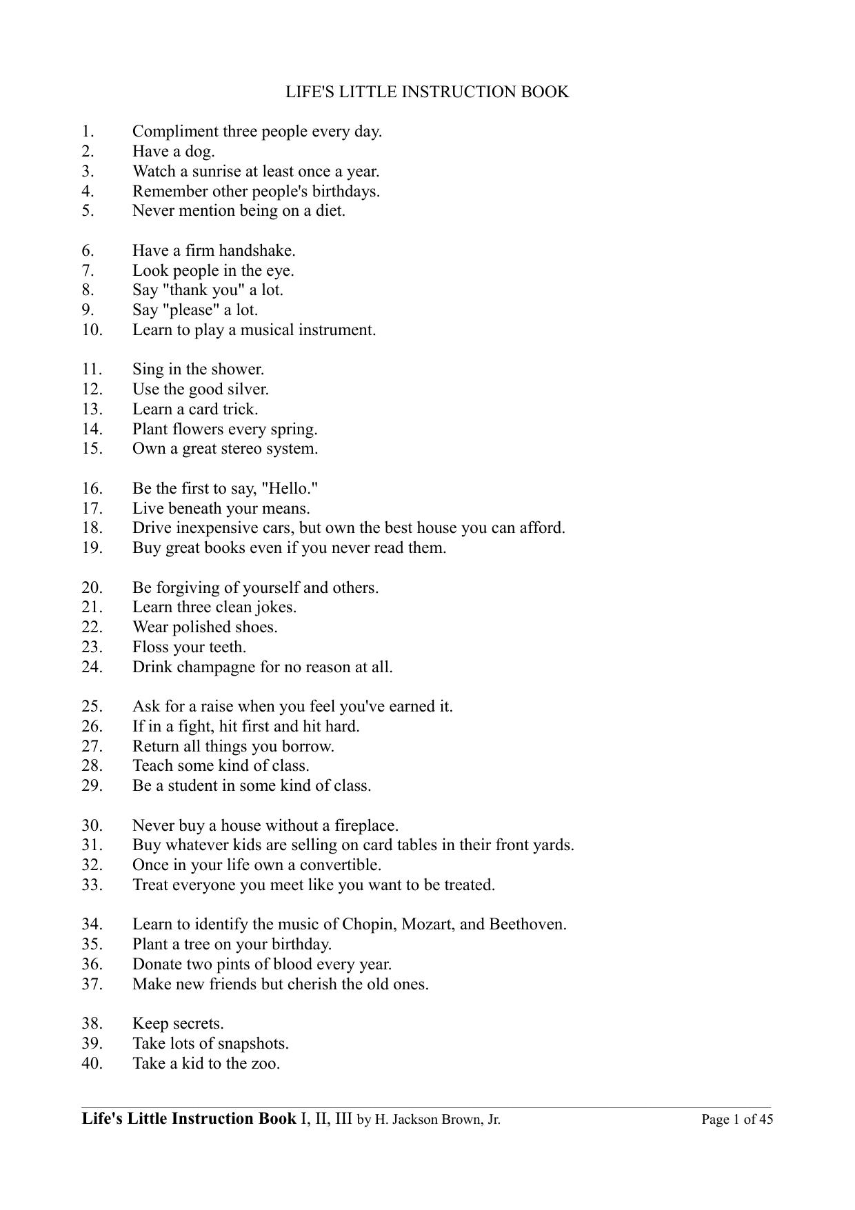 The Complete Lifeâs Little Instruction Book - H. Jackson Brown by H. Jackson Brown