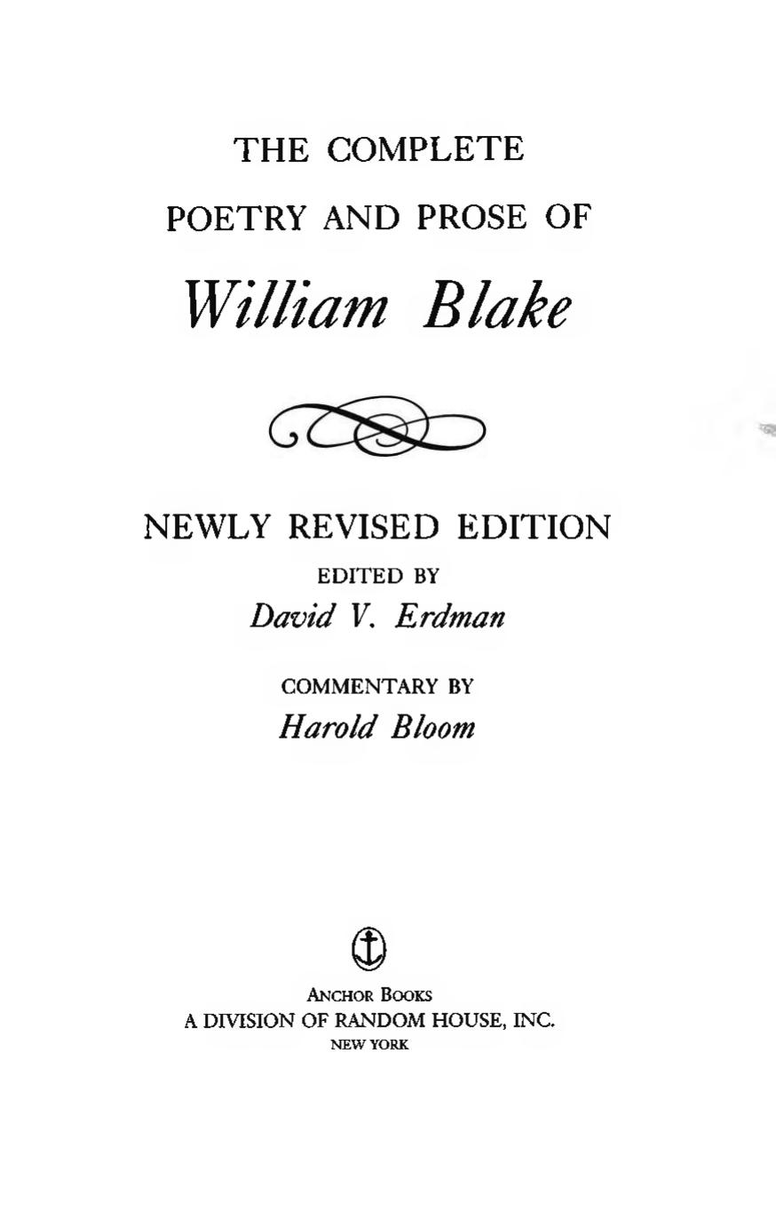 The Complete Poetry & Prose of William Blake by William Blake