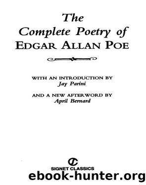 The Complete Poetry of Edgar Allan Poe by Edgar Allan Poe