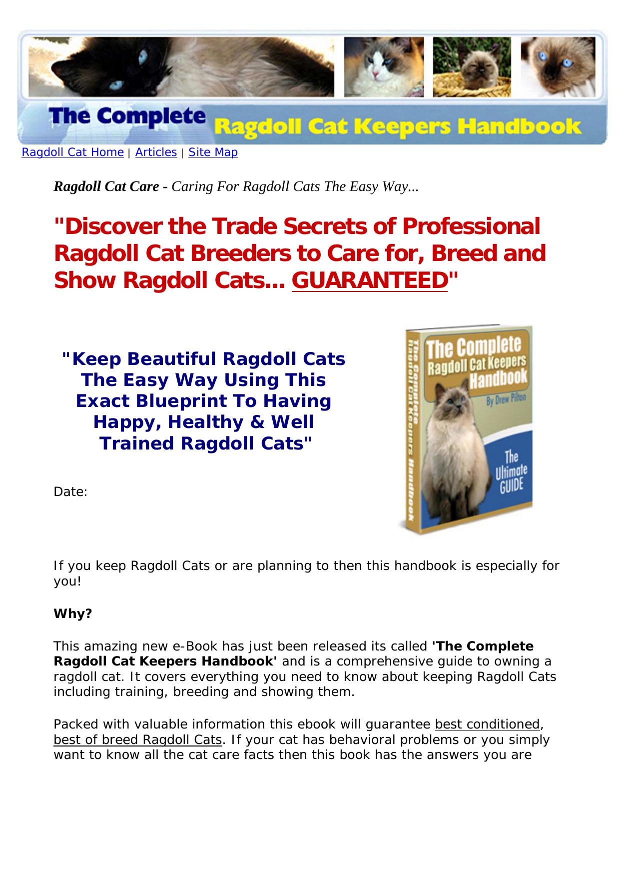 The Complete Ragdoll Cat Keepers Handbook. by Best of Kuszter's Collection