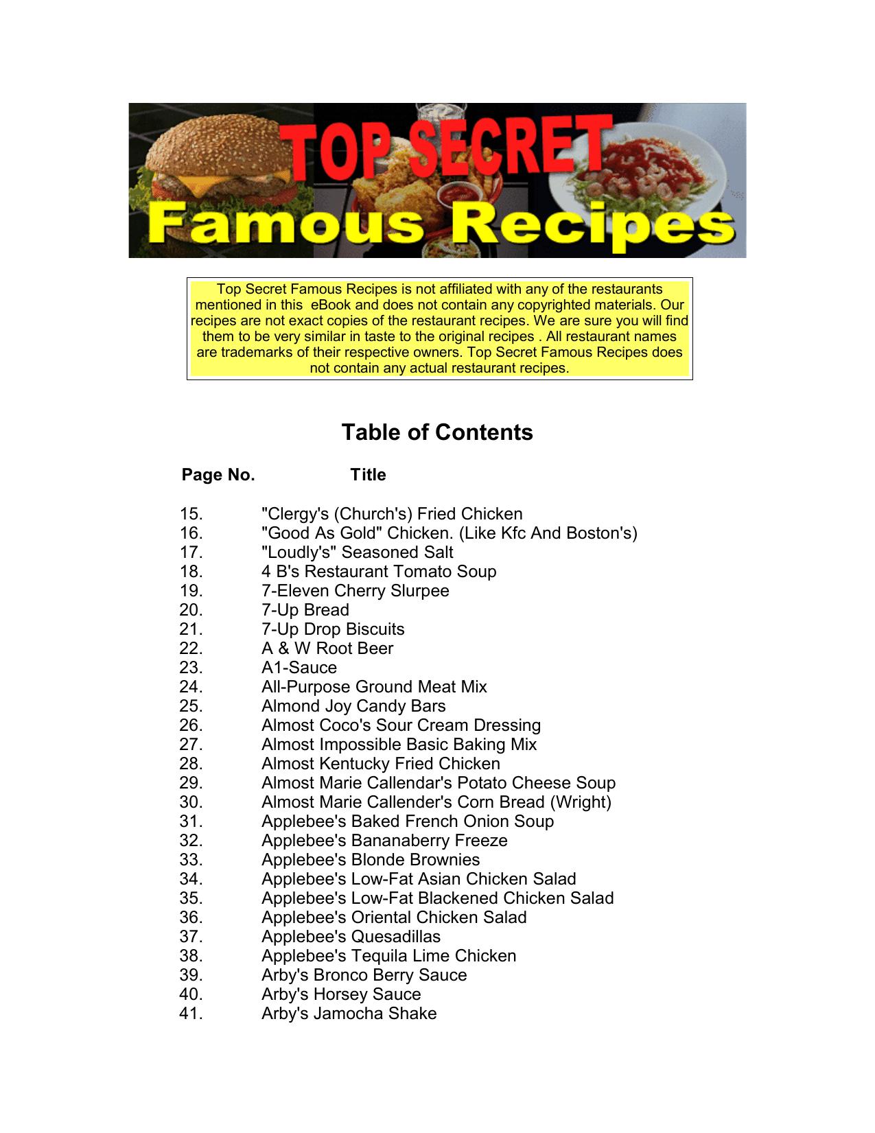 The Complete Top Secret Famous Recipes Cookbook by Unknown