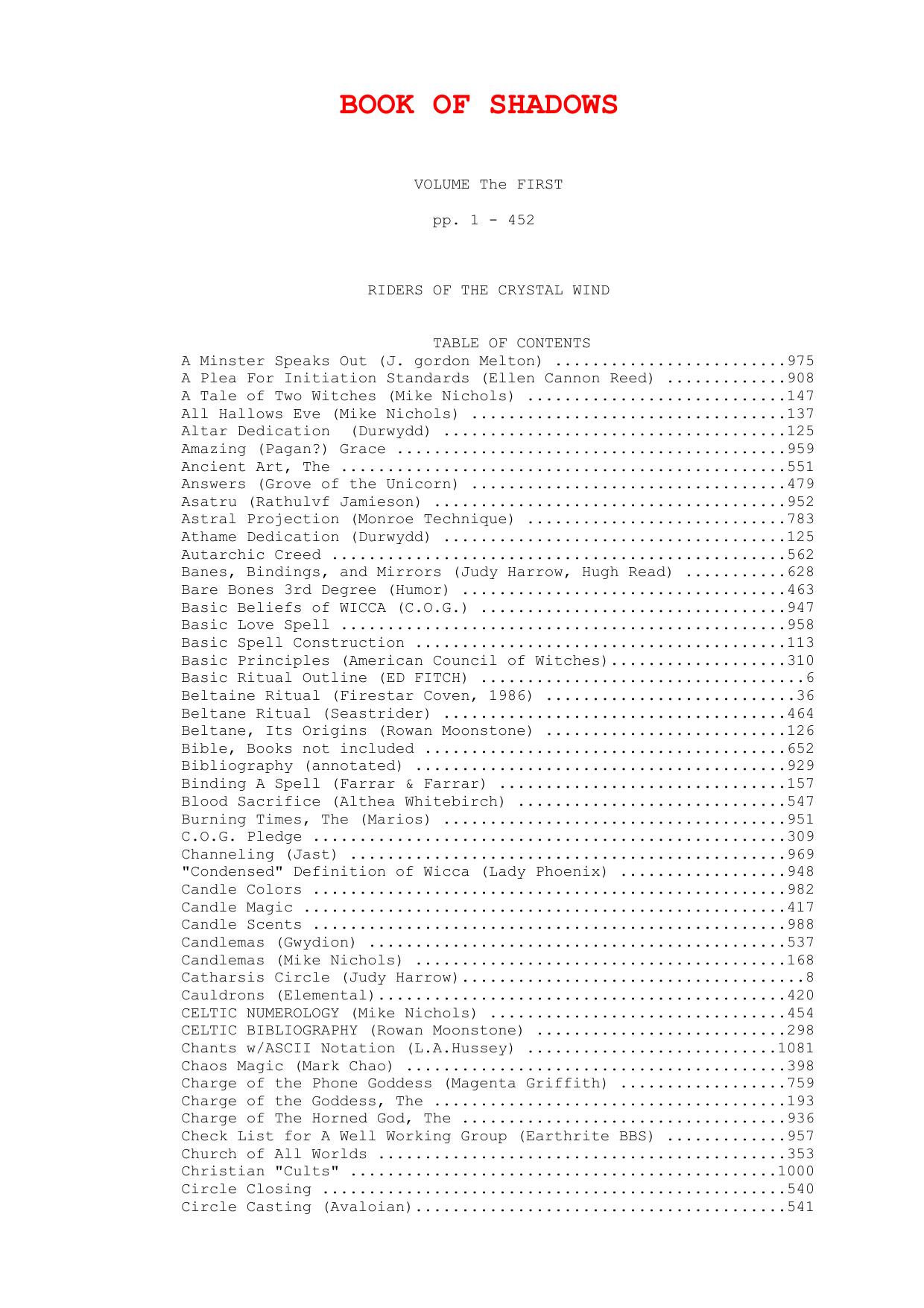 The Complete Uncut Book Of Shadows by Unknown