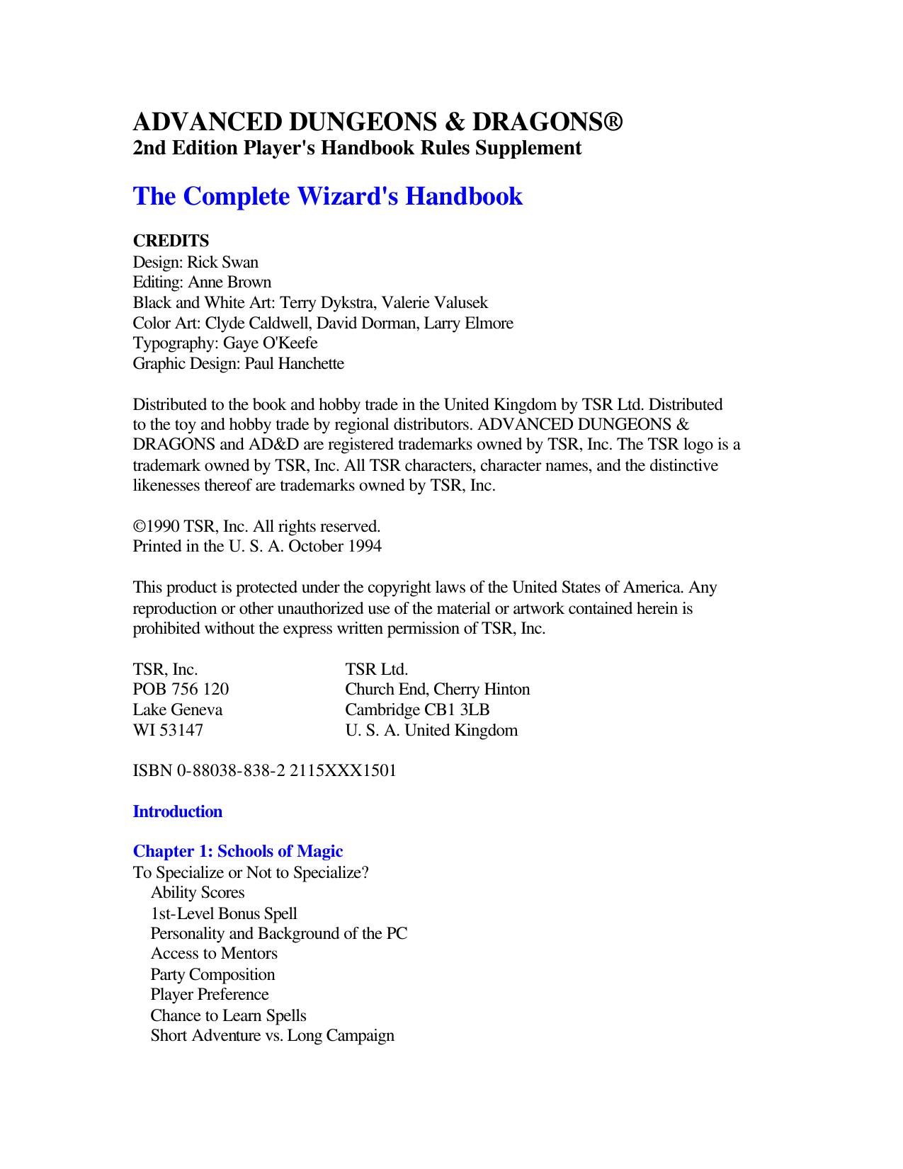 The Complete Wizard's Handbook by Unknown