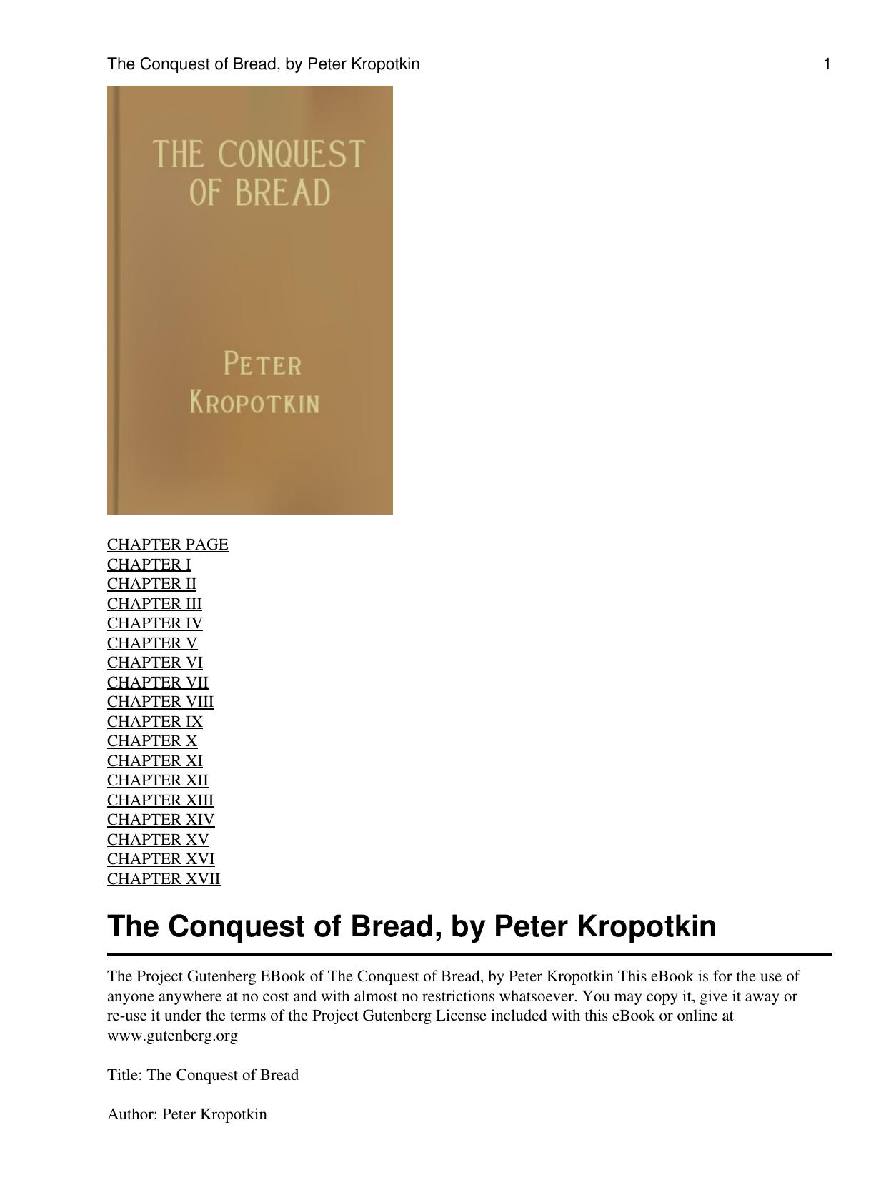 The Conquest of Bread by Peter Kropotkin