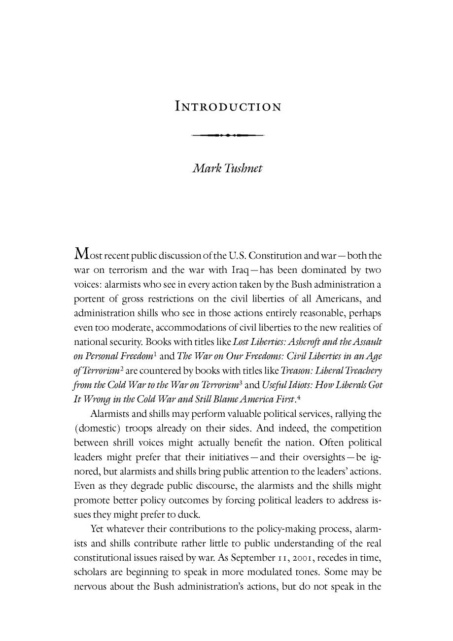 The Constitution in Wartime: Beyond Alarmism and Complacency by Unknow