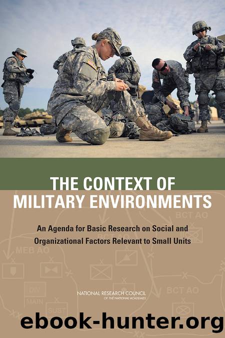 The Context of Military Environments: An Agenda for Basic Research on Social and Organizational Factors Relevant to Small Units by Committee on the Context of Military Environments: Social & Organization Factors