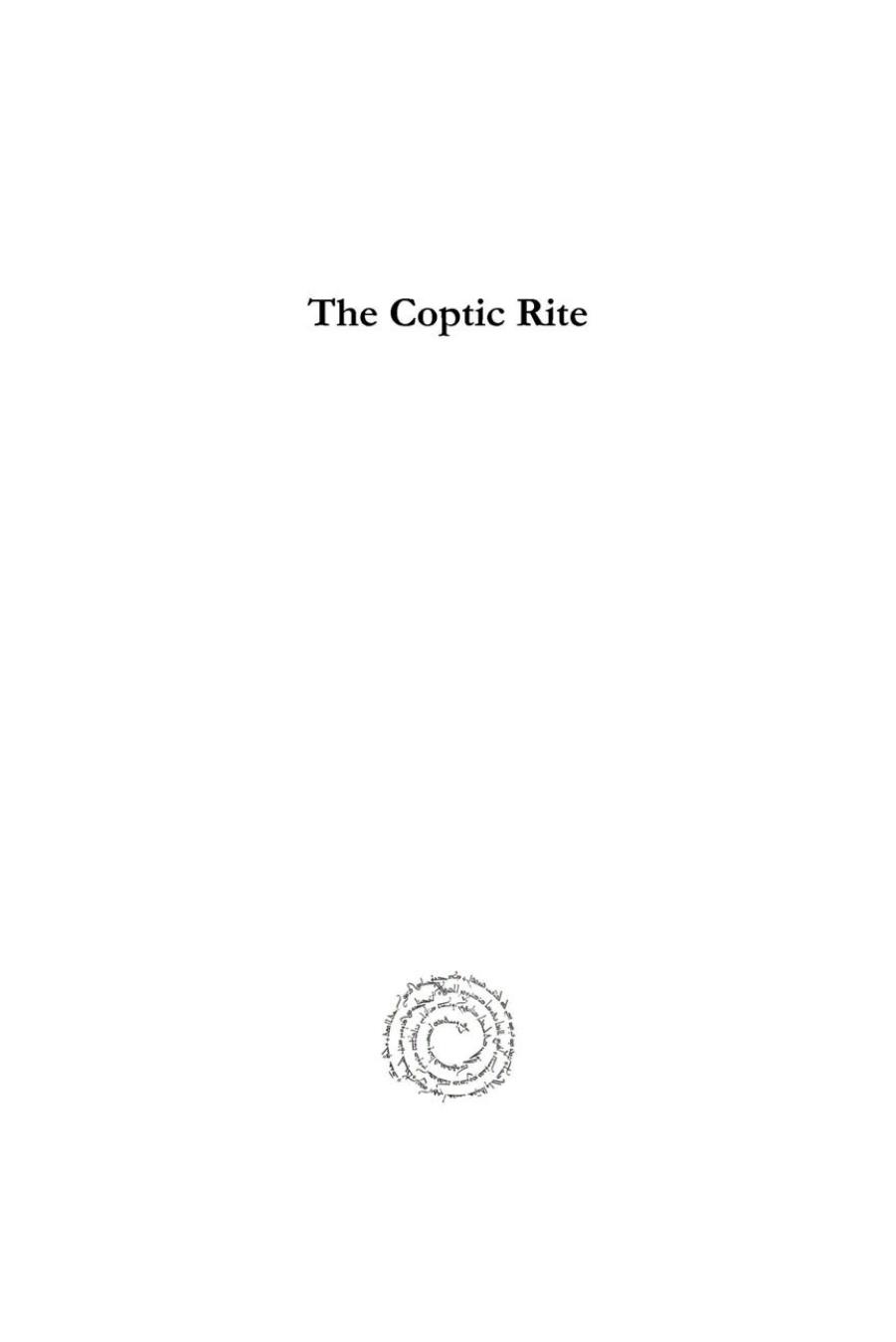 The Coptic Rite (Analecta Gorgiana) by Archdale King