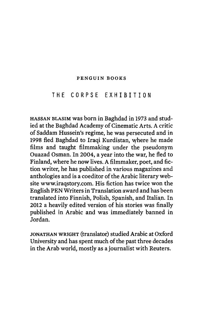 The Corpse Exhibition: And Other Stories of Iraq by Hassan Blasim