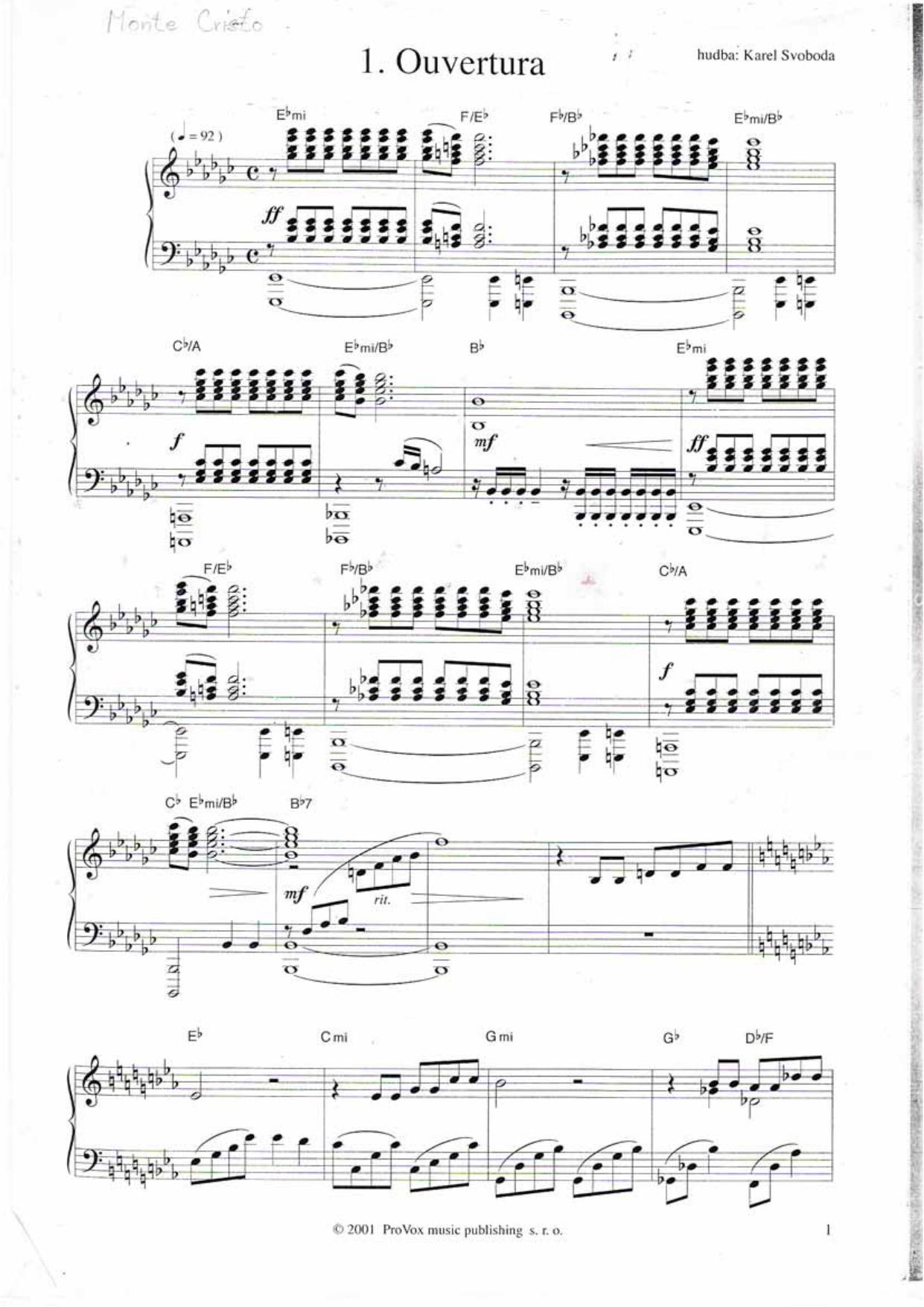 The Count Of Monte Cristo. Musical by Svoboda Karel