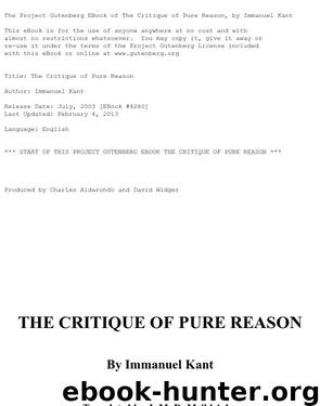 The Critique of Pure Reason by Immanuel Kant