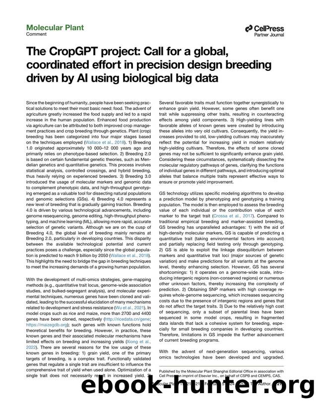 The CropGPT project: Call for a global, coordinated effort in precision design breeding driven by AI using biological big data by unknow