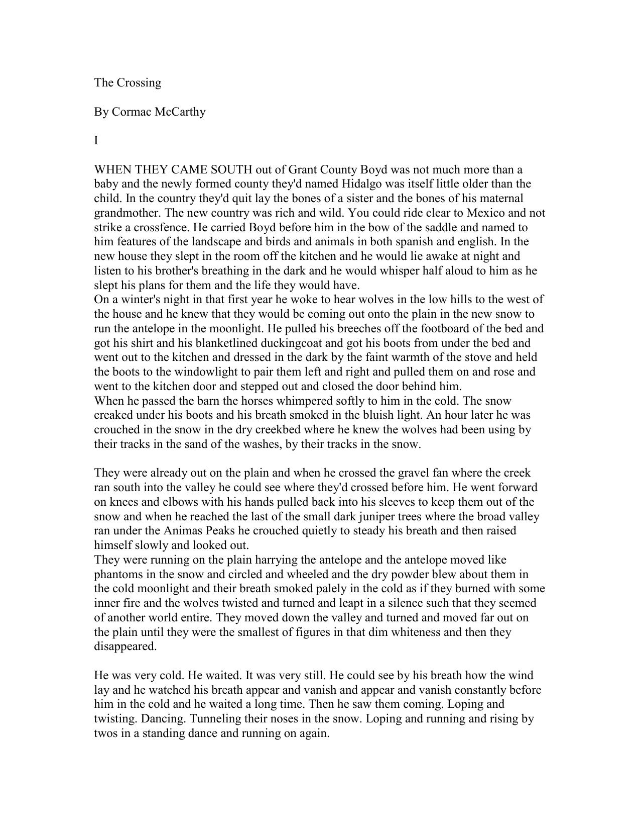 The Crossing by Cormac Mccarthy