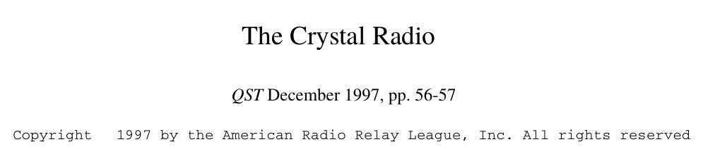 The Crystal Radio by Unknown