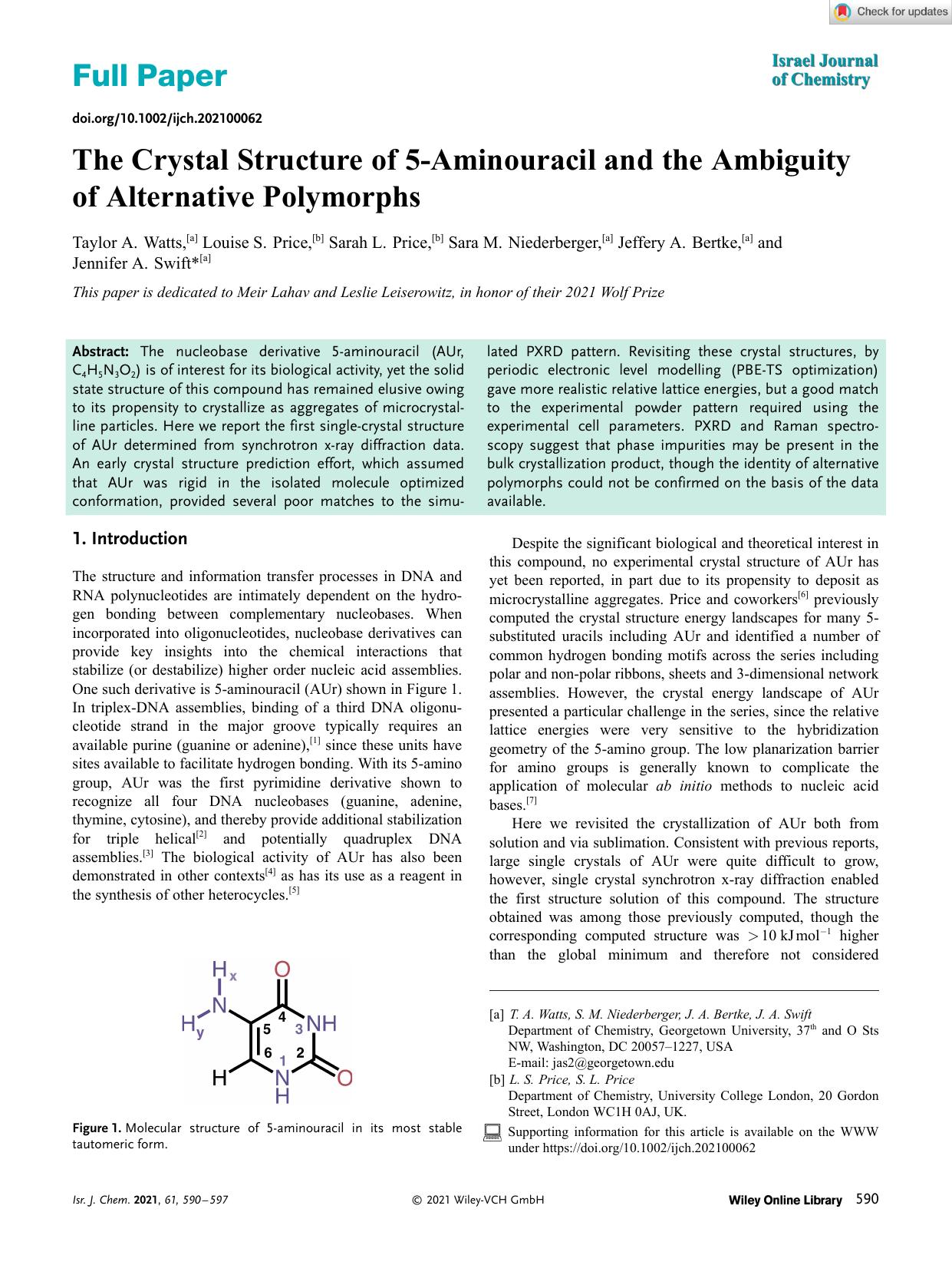 The Crystal Structure of 5âAminouracil and the Ambiguity of Alternative Polymorphs by Unknown