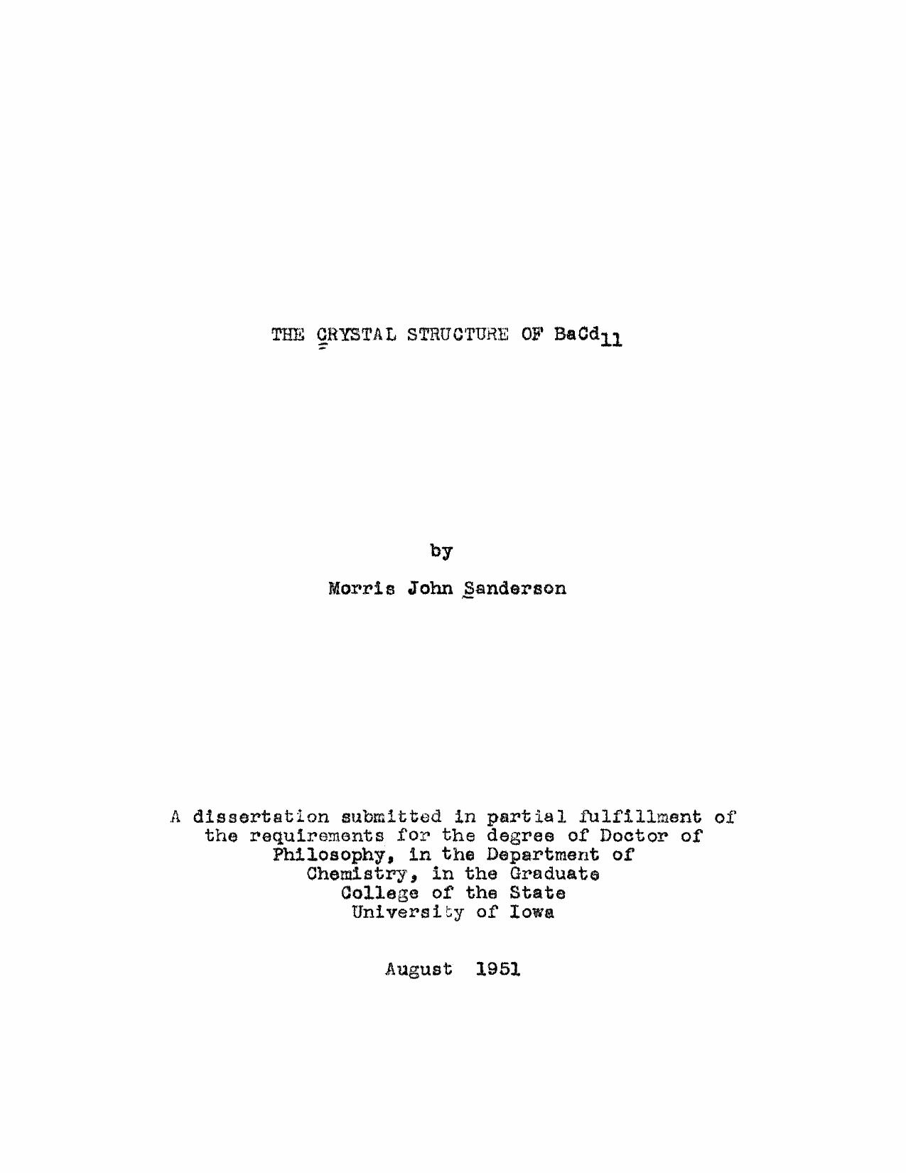 The Crystal Structure of Barium-Cadmium (11) by Sanderson Morris J