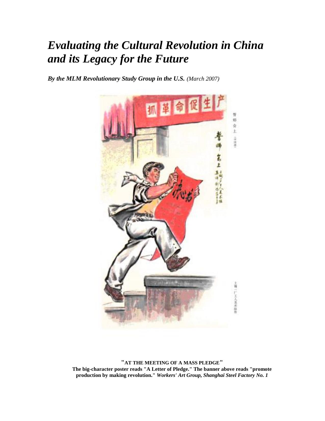 The Cultural Revolution in China and its Legacy for the Future by Billy