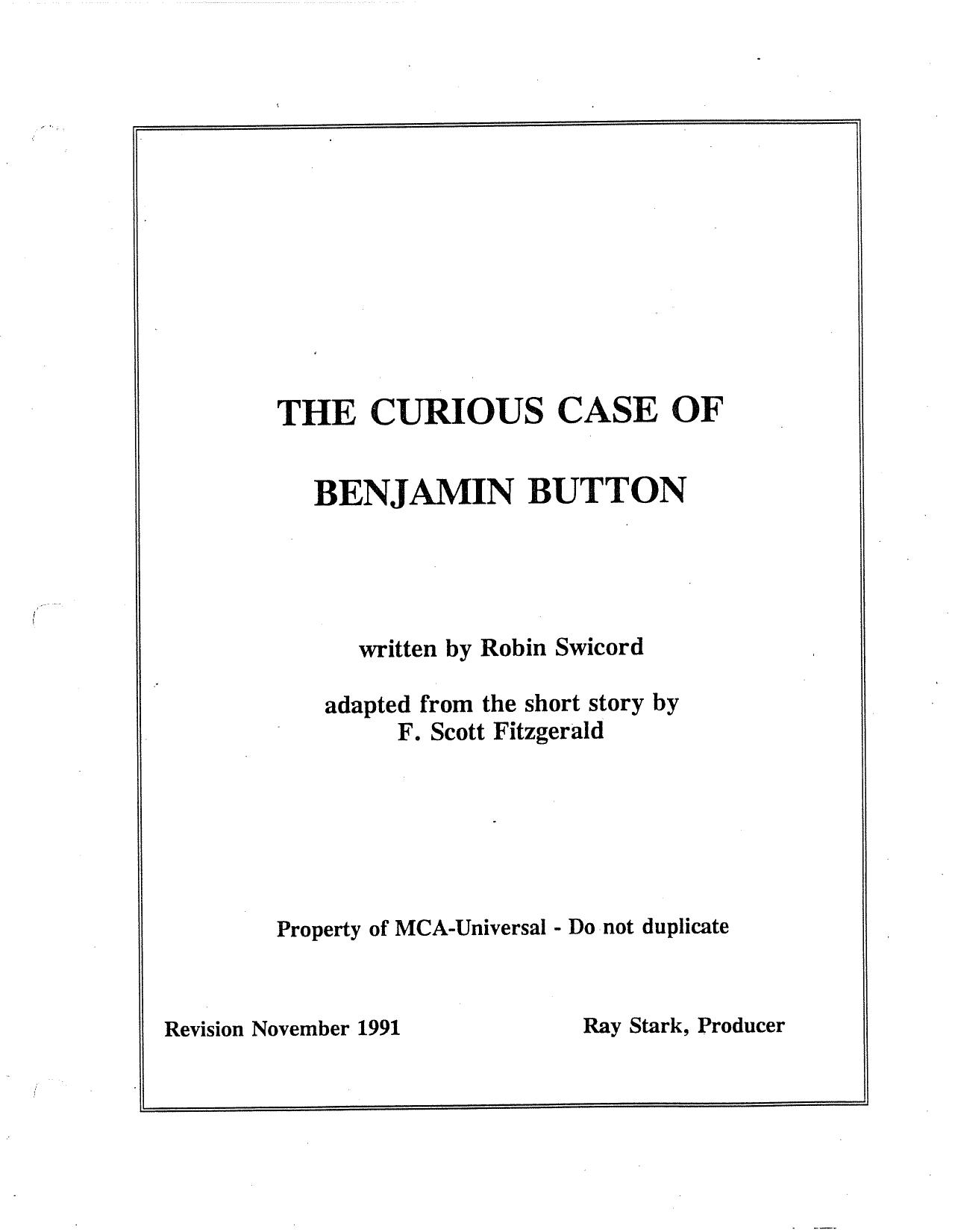 The Curious Case of Benjamin Button by Robin Swicord