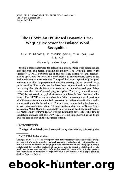 The DTWP: An LPCBased Dynamic TimeWarping Processor for Isolated Word Recognition by Unknown