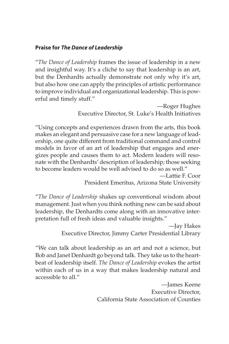 The Dance of Leadership: The Art of Leading in Business, Government, And Society by Robert B. Denhardt Janet Vinzant Denhardt