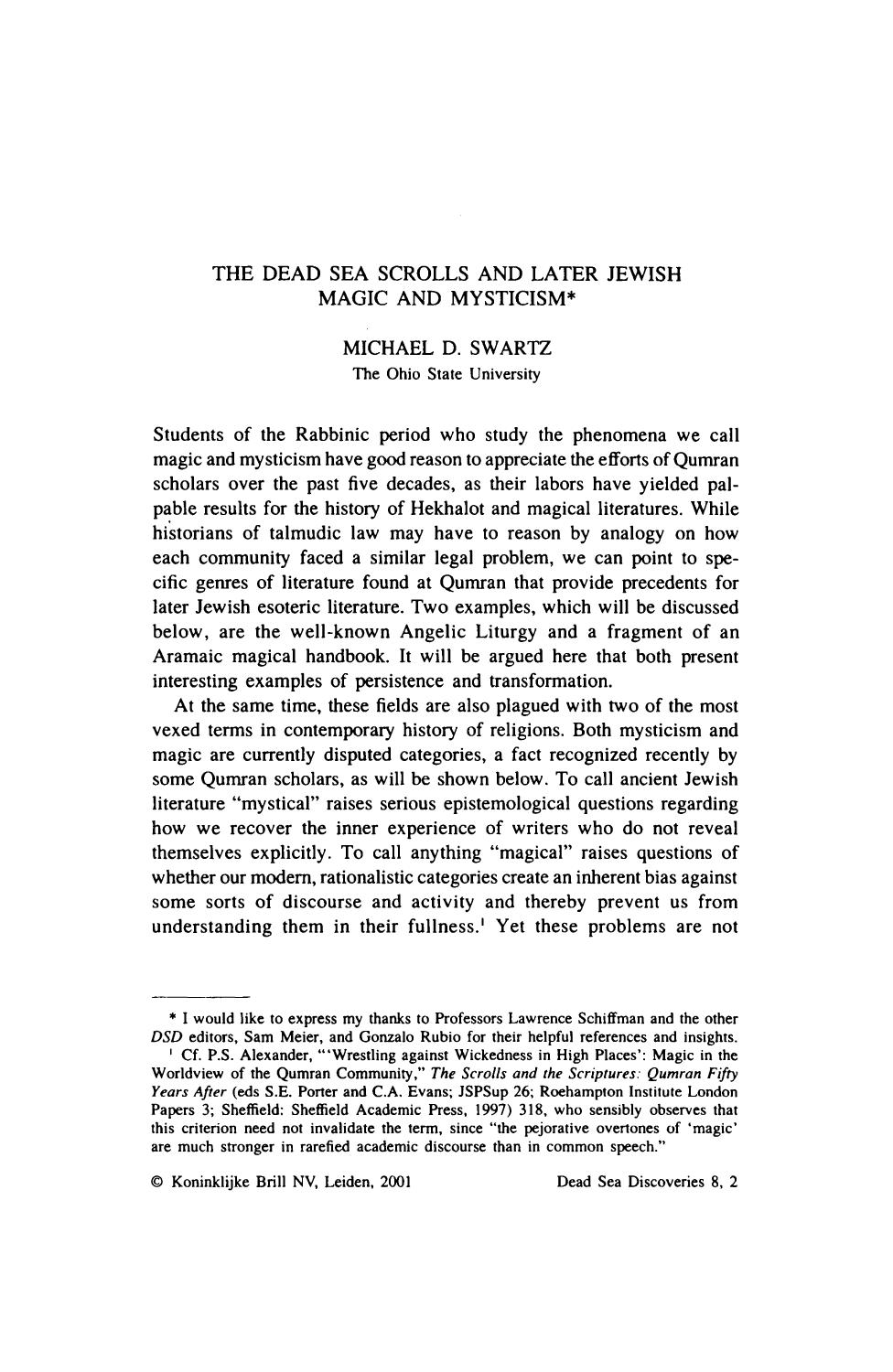 The Dead Sea Scrolls and Later Jewish Magic and Mysticism by Unknown