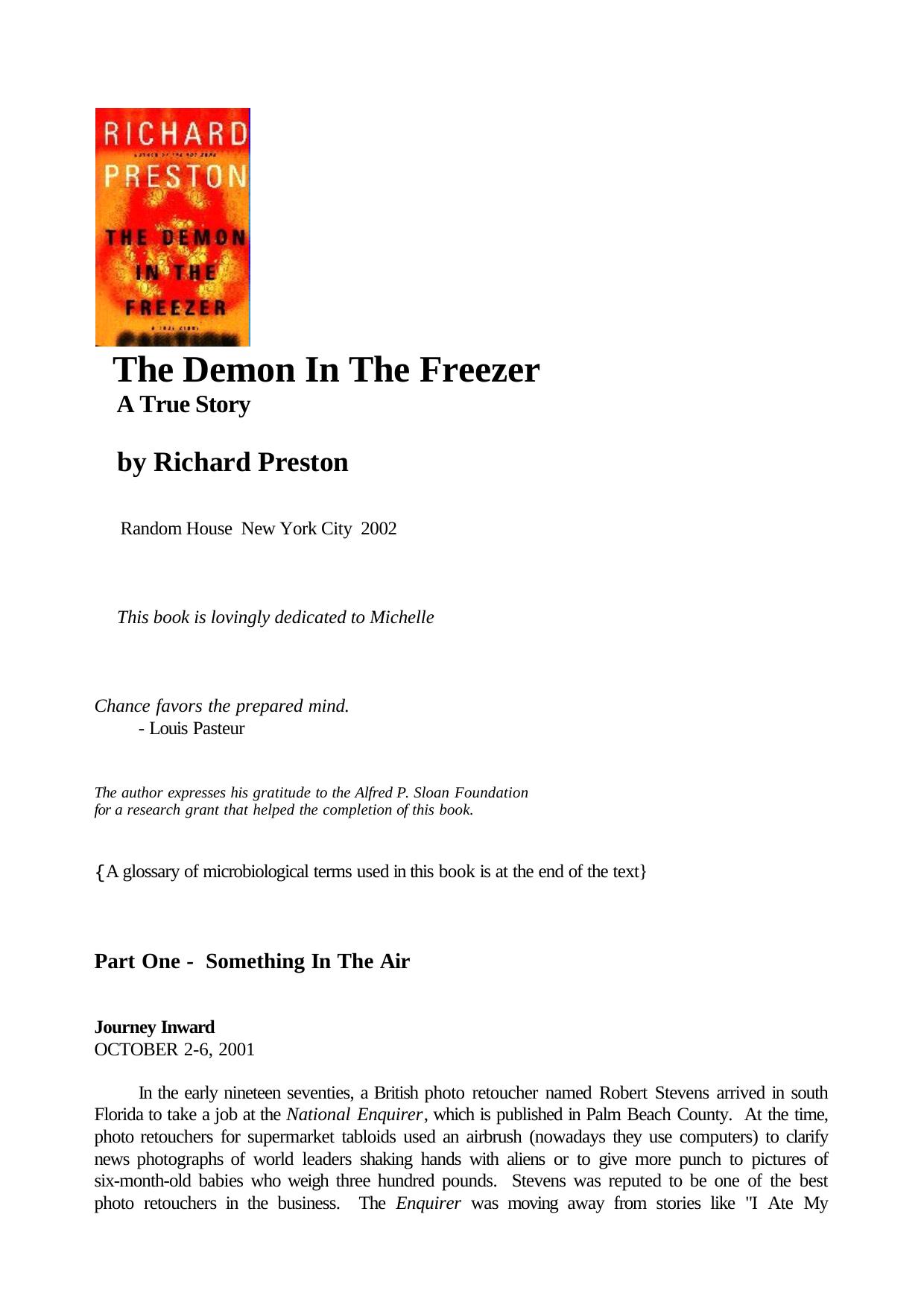 The Demon in the Freezer by Richard Preston