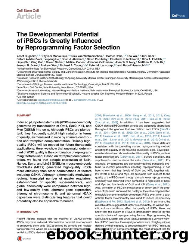The Developmental Potential of iPSCs Is Greatly Influenced by Reprogramming Factor Selection by unknow