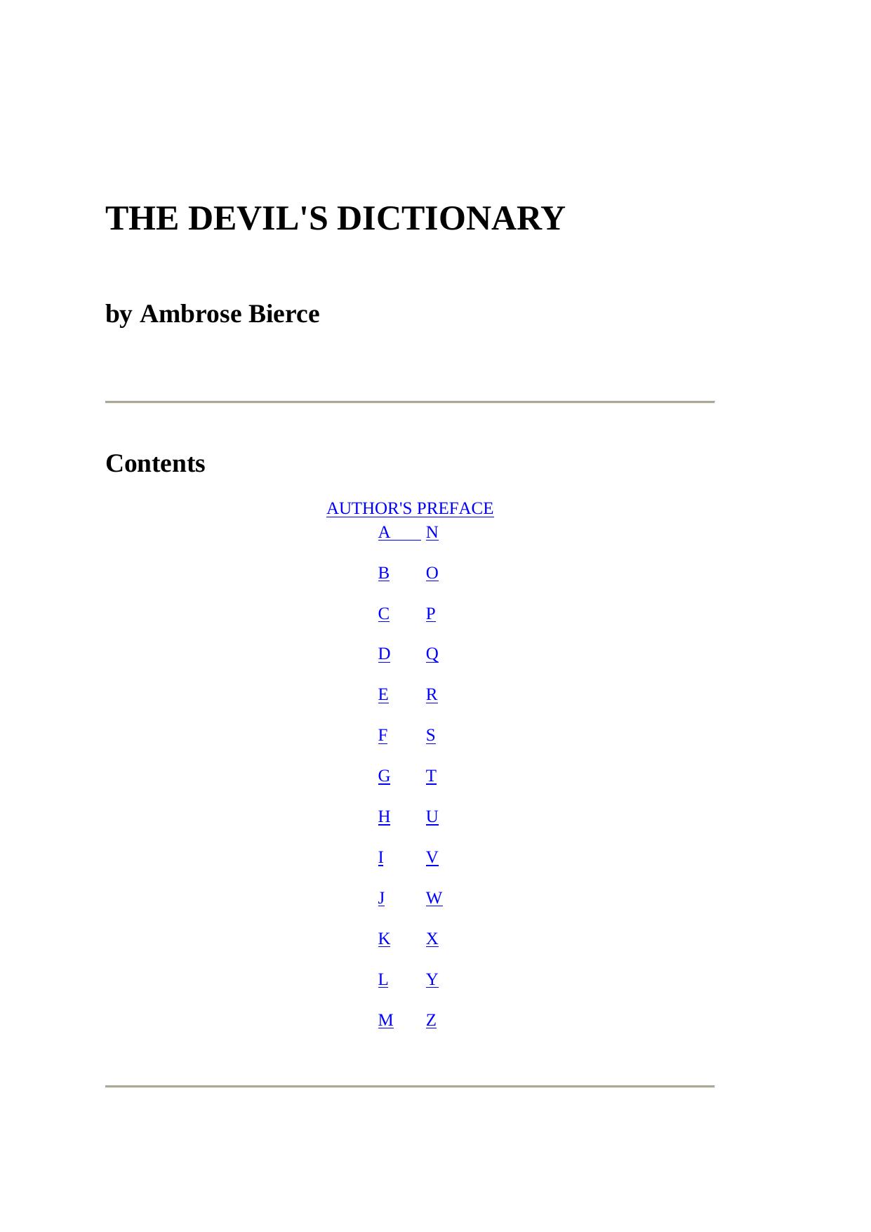 The Devil's Dictionary by Ambrose Bierce