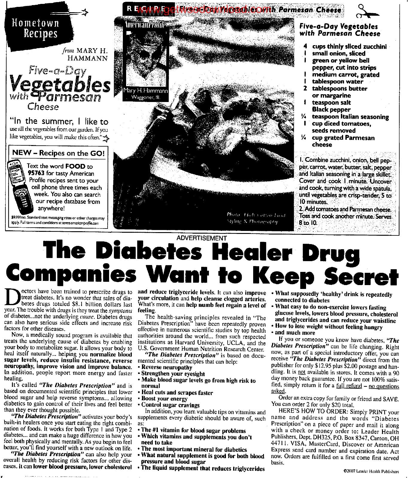 The Diabetes Healer Drug Companies Want to Keep Secret by Copyright 2007 Heritage Microfilm Inc. and Newspaperarchive.com