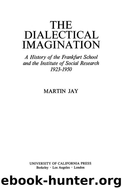 The Dialectical Imagination by Jay Martin