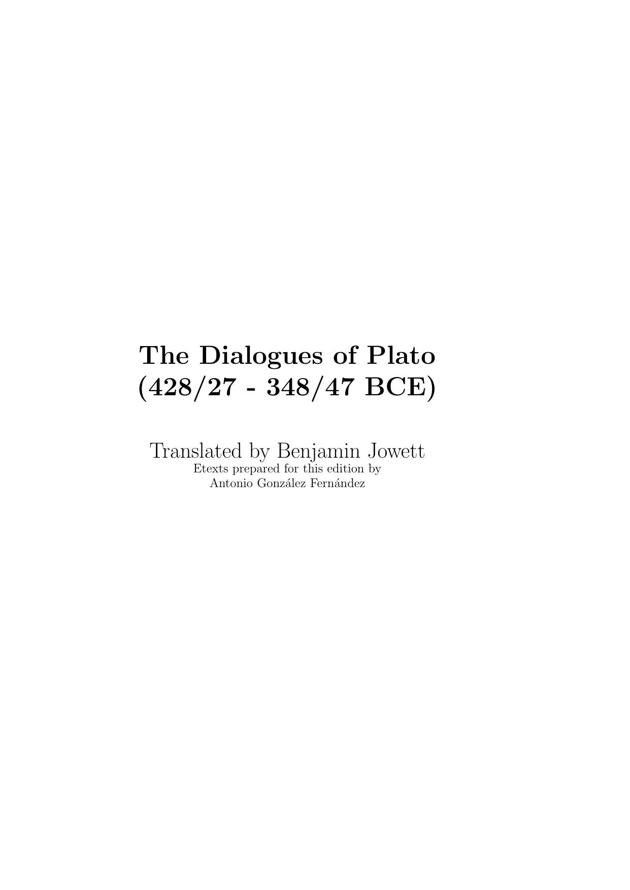 The Dialogues of Plato by Benjamin Jowett