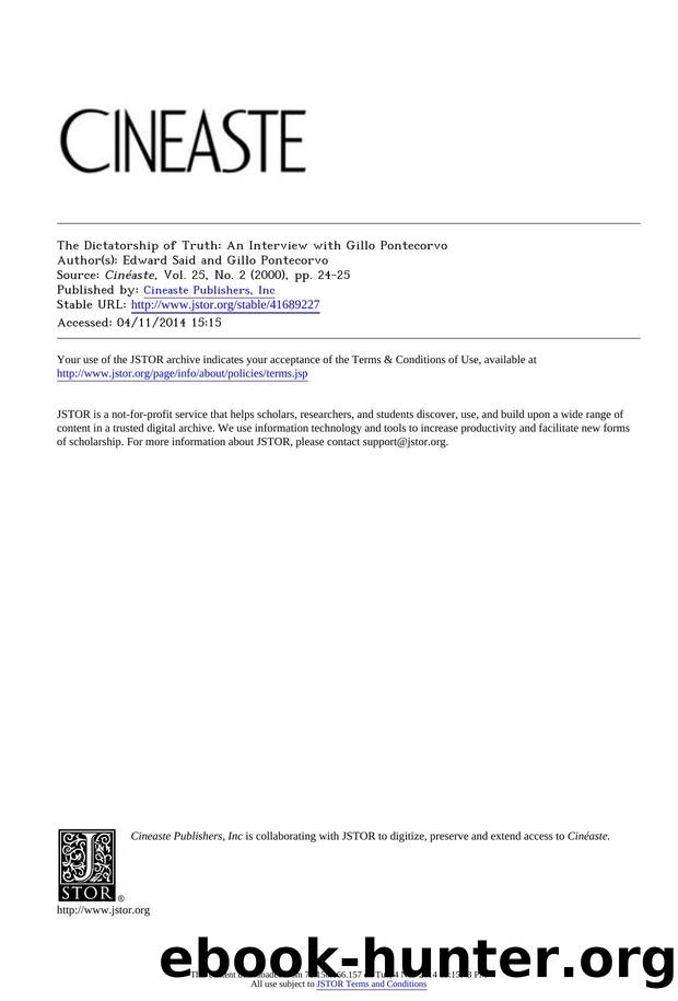 The Dictatorship of Truth: An Interview with Gillo Pontecorvo by The Dictatorship of Truth An Interview & Gillo Pontecorvo (2000)