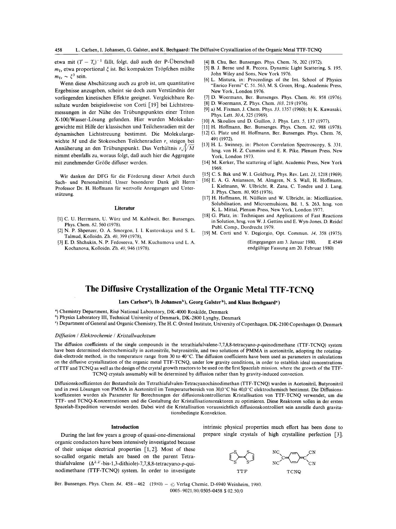 The Diffusive Crystallization of the Organic Metal TTF-TCNQ by Unknown