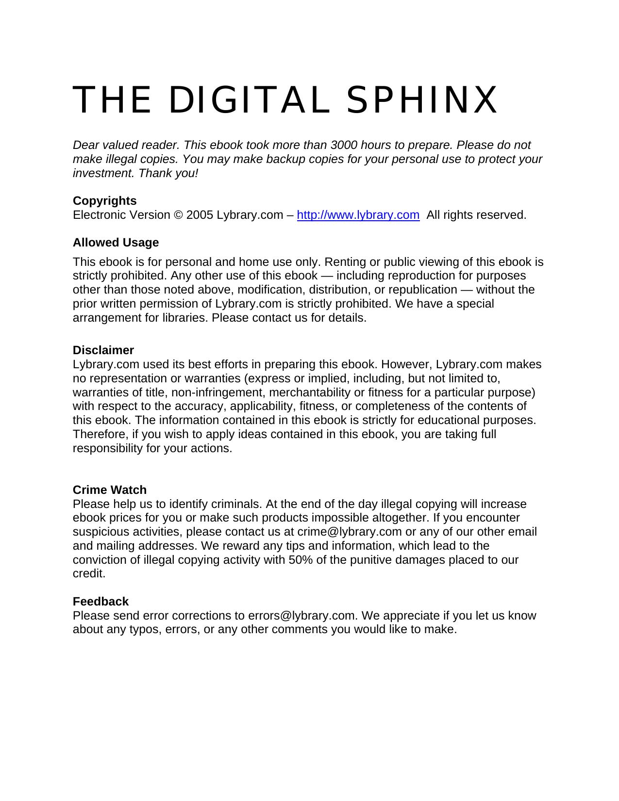 The Digital Sphinx volume 13 by Lybrary.com