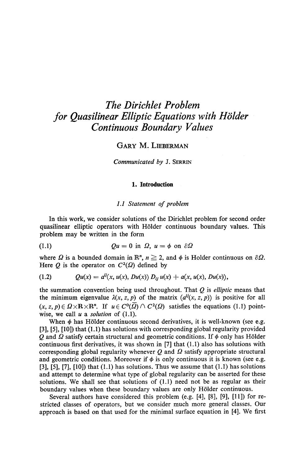 The Dirichlet problem for quasilinear elliptic equations with Hölder continuous boundary values by Unknown