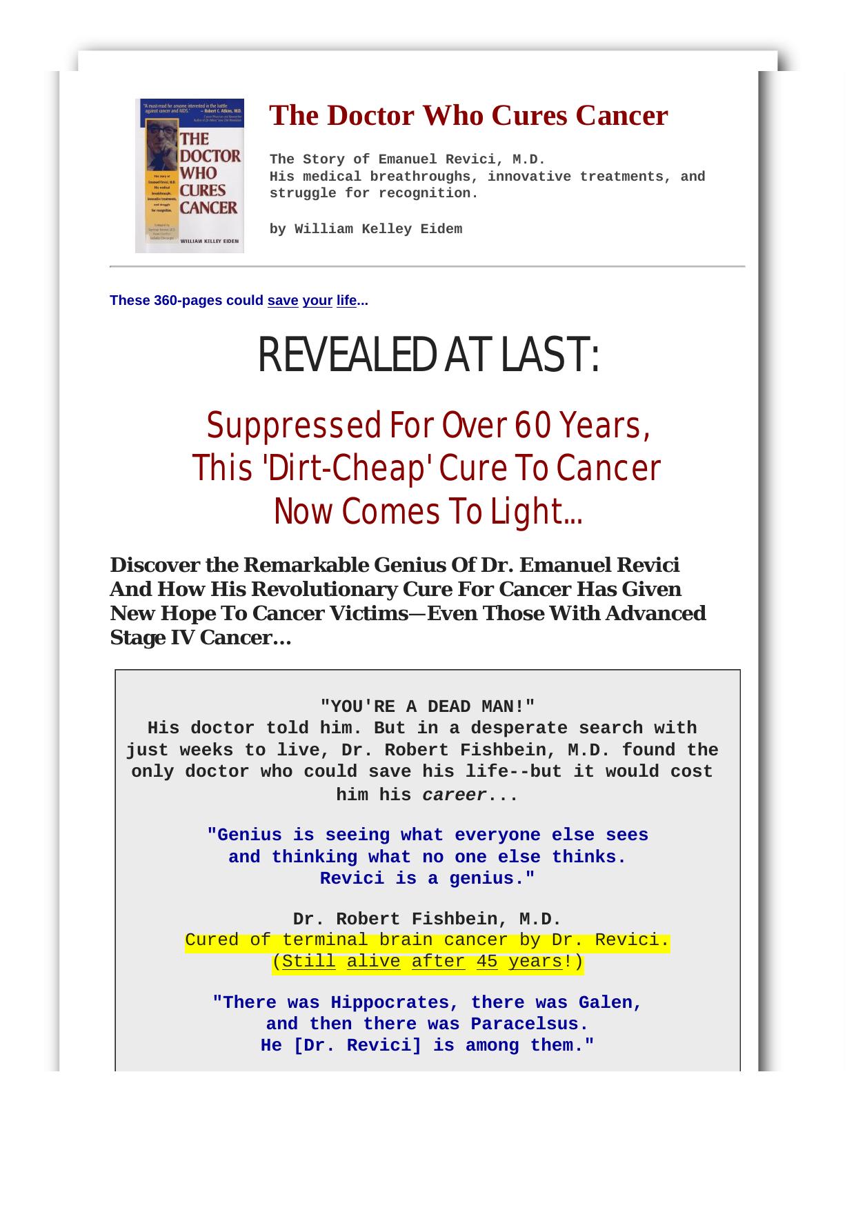 The Doctor Who Cures Cancer. by Best of Kuszter's Collection