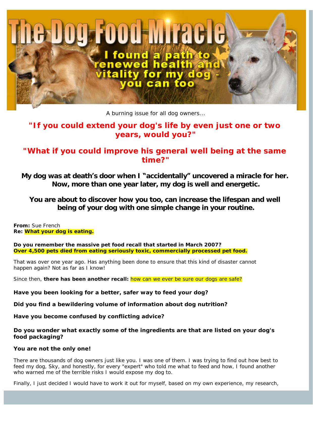 The Dog Food Miracle. by Best of Kuszter's Collection
